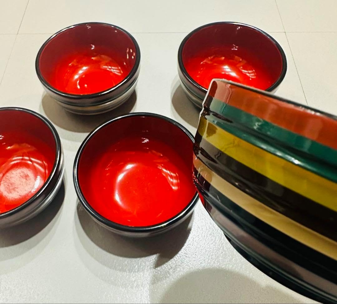 【新品未使用】讃岐彫 香川の漆器『独楽塗（こまぬり）の栞』 鉢1個 椀5個セット 讃岐彫 香川の漆器『独楽塗（こまぬり）の栞』 鉢 椀5個セット